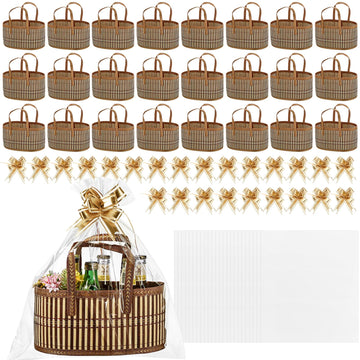 24 Set Baskets for Gifts Empty, Woven Bamboo Gift Baskets Empty