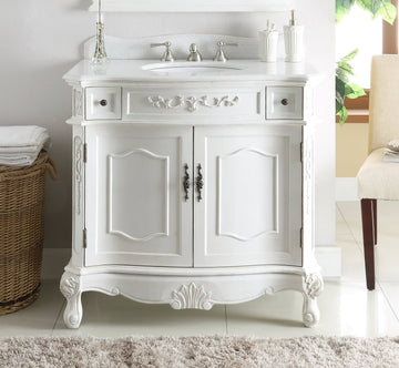 36" Tradition Antique White Fairmont Bathroom Sink Vanity Model