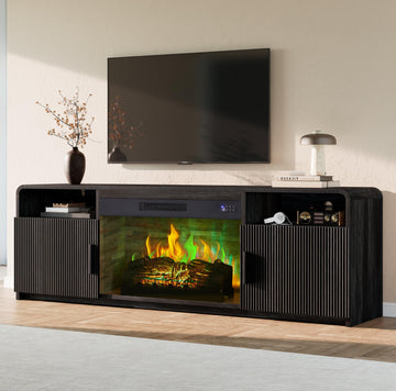 70" Fluted TV Stand with 30" Electric Fireplace