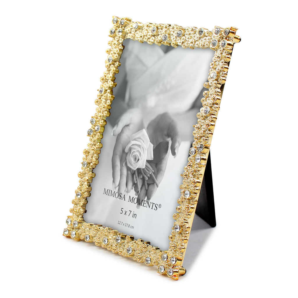5x7 Brass-Tone Bling Picture Frame with Rhinestones