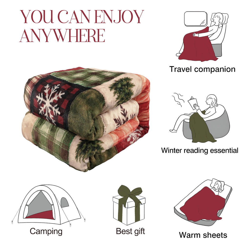 Christmas Plaid Throw Blanket for Couch Sofa Bedroom and Living Room