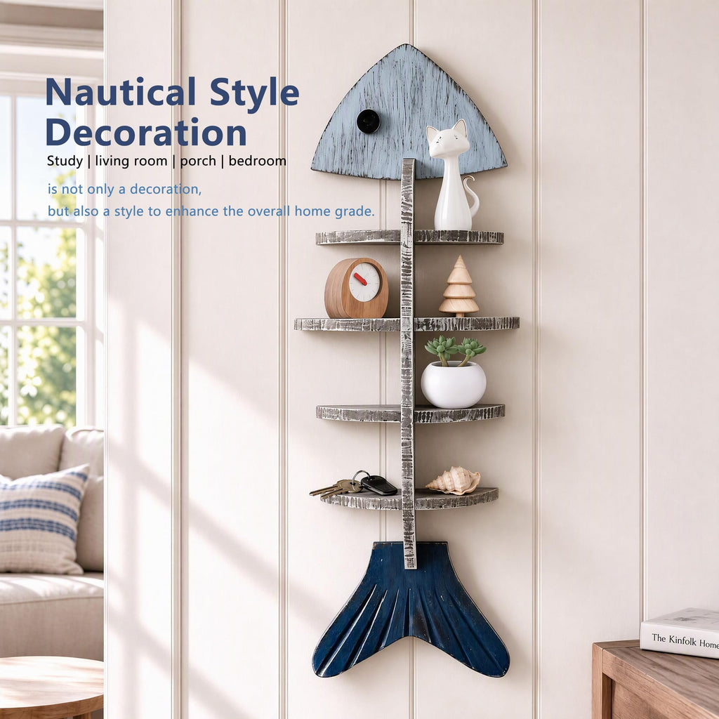 Fish Wall Shelf, Nautical Coastal Decor, Beach Wall Art