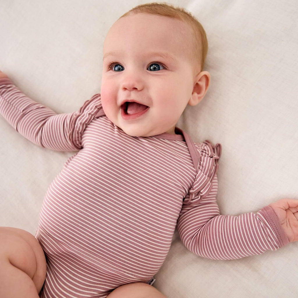 Flutter Bodysuit, Viscose from Bamboo Long Sleeve Bodysuit for Baby Girl, Outfit Baby Clothes