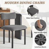 Boucle Dining Chairs Set of 2, Upholstered Kitchen Dinning Room Chair with Curved Backrest and Metal Frame