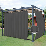Outdoor Patio Curtains Detachable Tab Top Windproof Weatherproof Curtain for Cabana, Porch, Pergola and Gazebo, Tab Bottom Drape, 2 Panels, 110W x 96L inch, Gray