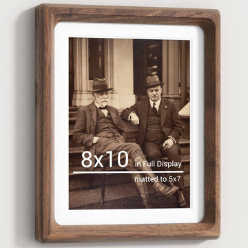 8x10 Picture Frames Natural Walnut, Original Wood Hand Make Crafted Photo Frame with Mat to 5x7 Graduation Picture