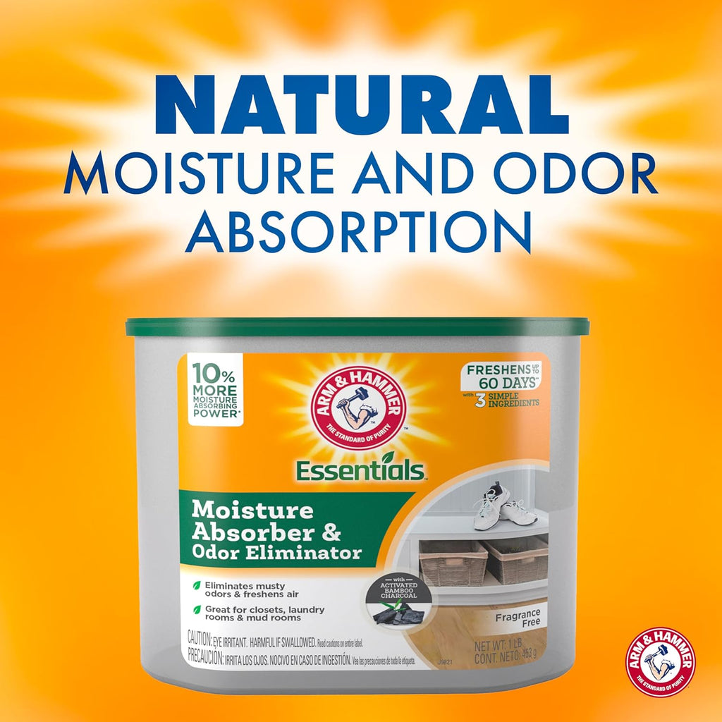 Essentials Disposable Moisture Absorber and Odor Eliminator Tub, Fragrance Free, 1 lb.