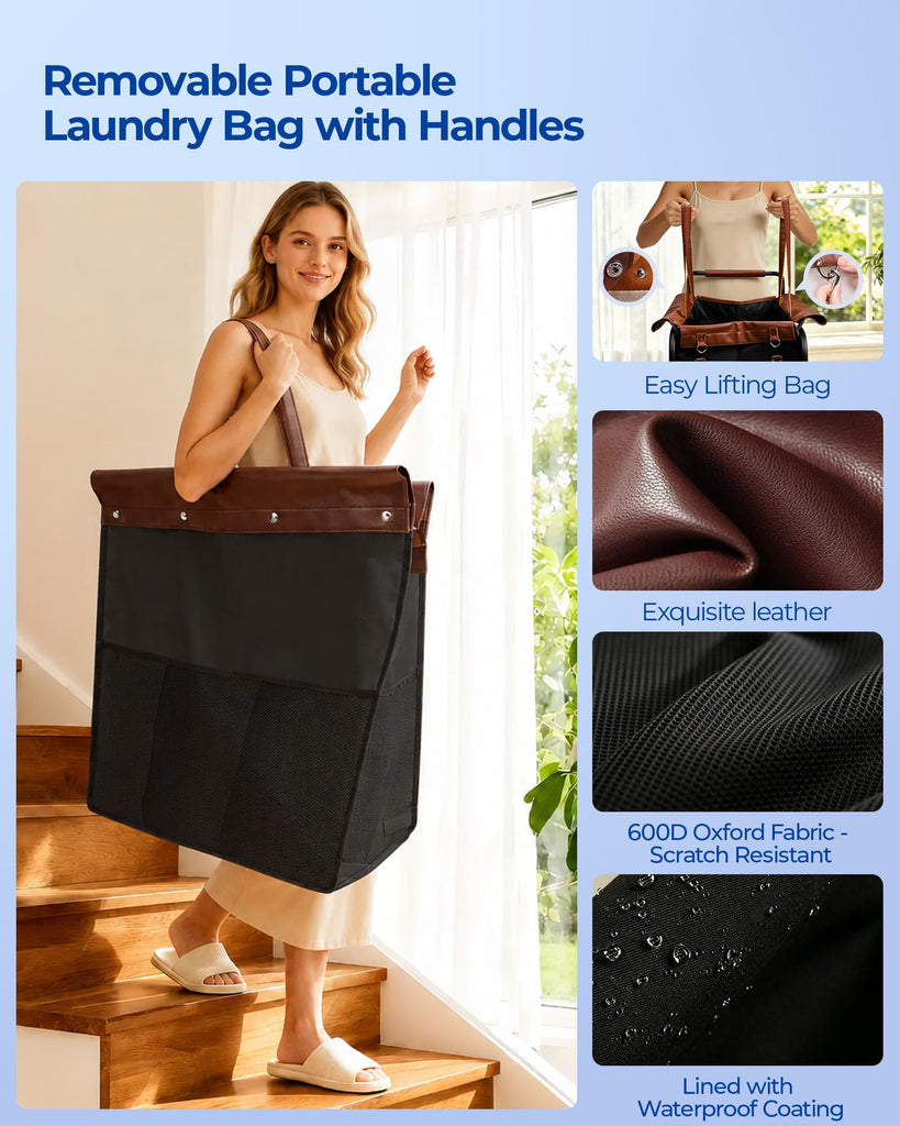 150L Rolling Laundry Hamper, Laundry Basket with Wheels, Black