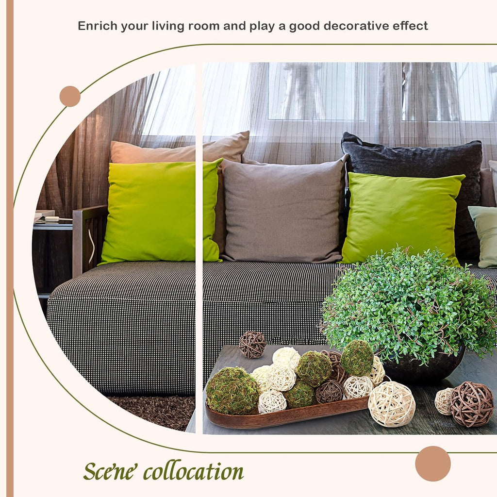 Moss Wicker Decorative Balls for Centerpiece, Regular Size - Set of 18