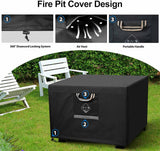 Fire Pit Cover Square Heavy Duty Fabric 100% Waterproof, Fits Outdoor for 29”,30 inch,31 inch,32 inch Fire Pit/Table Cover,Gas Fire Pit Cover (32”L x - Image 6