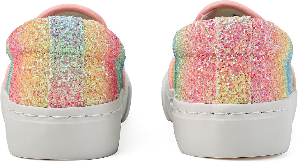 Kids Sneakers Glitter Slip on Walking Running Canvas Shoes Girls