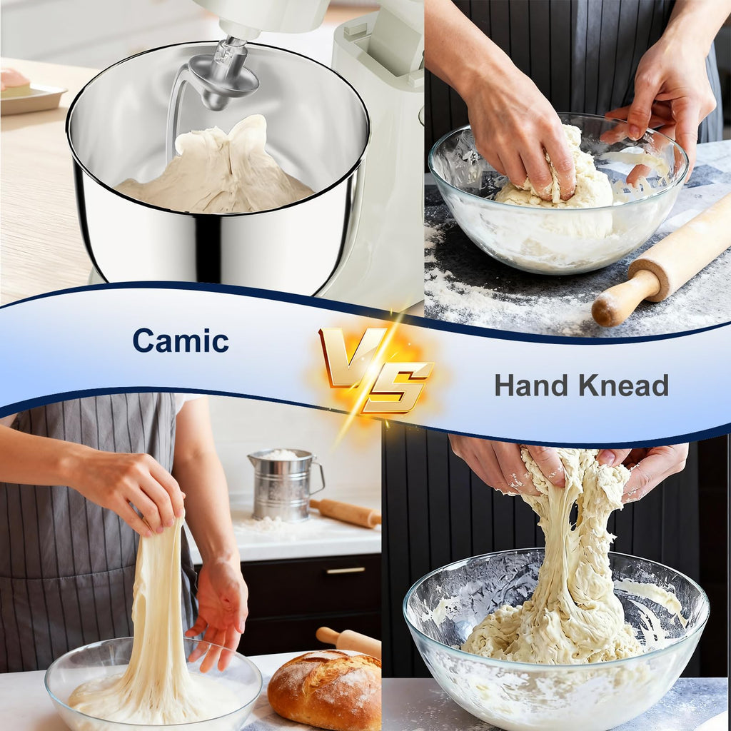 Stand Mixer, 4.2QT+5.3QT Two bowls Electric Mixer,White