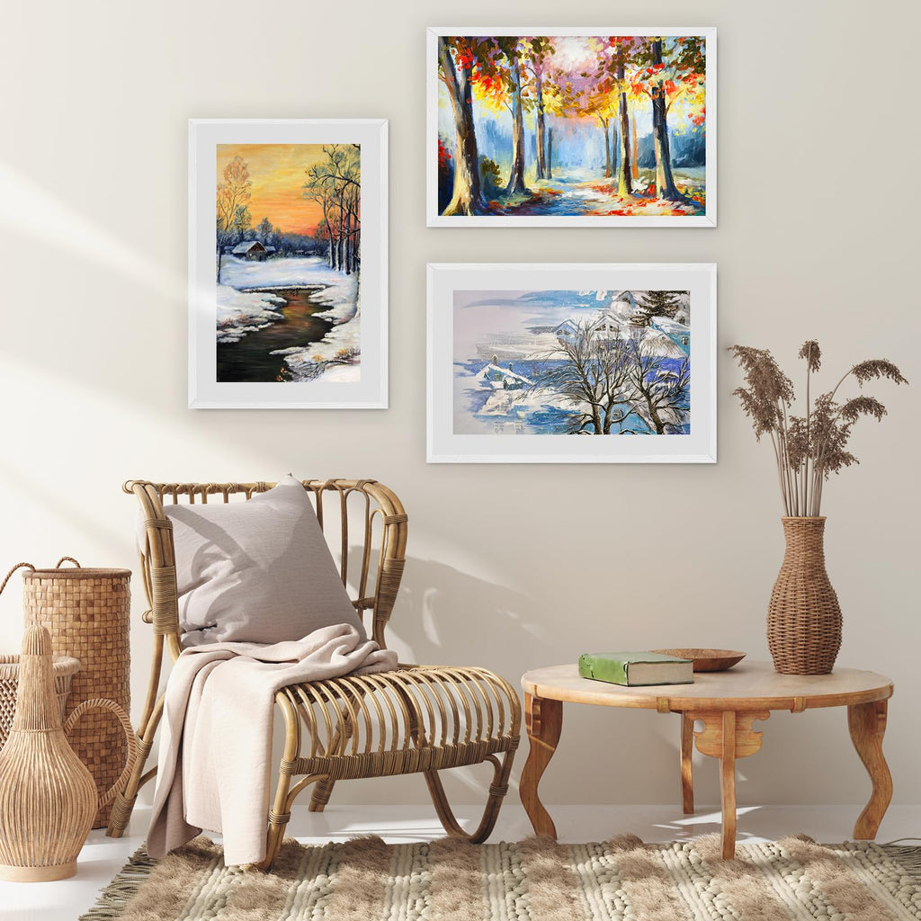11x14 Solid Oak Wood Picture Frames, White, 3 Pack