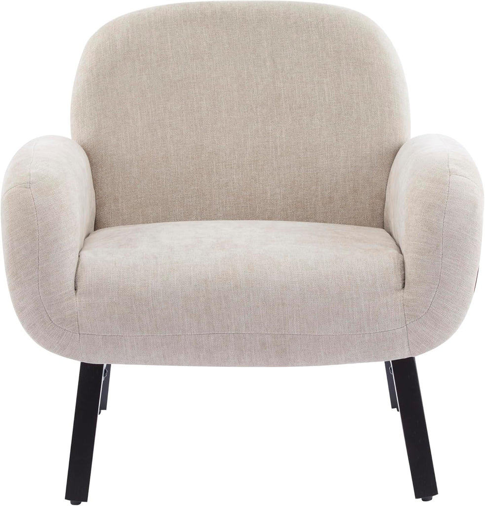 Audrey Modern Fabric Upholstered Accent Chair, Living Room Low Profile Fabric Armchair, Wooden Comfy Reading Chair