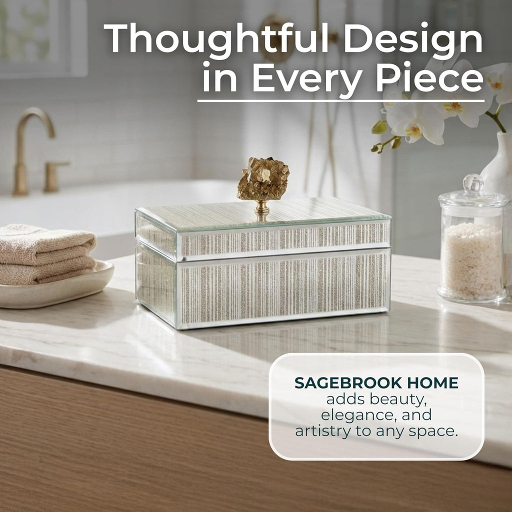 Decorative Storage Box Decor - Modern Jewelry Box with Lid and Statement Handle, or Office Display - Stylish Accent