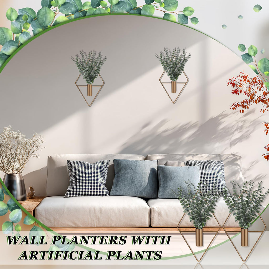 2 Pcs Hanging Artificial Planters Wall Decor, Antique, Eucalyptus