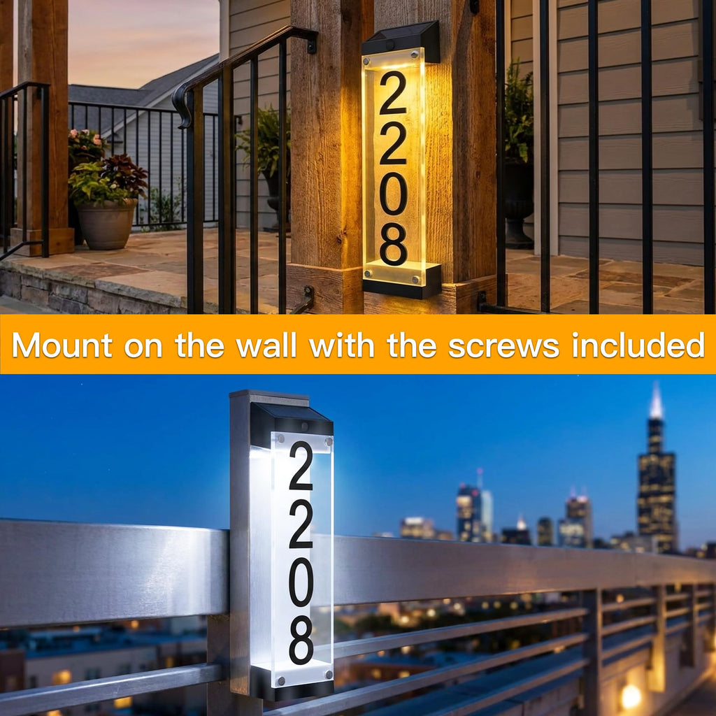 Solar House Numbers for Outside Lighted Address Sign Plaque