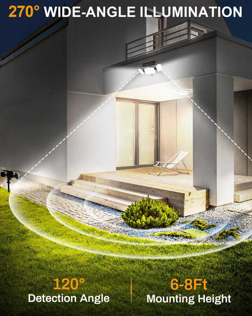 Solar Motion Sensor Outdoor Lights with Stakes, 2 Pack