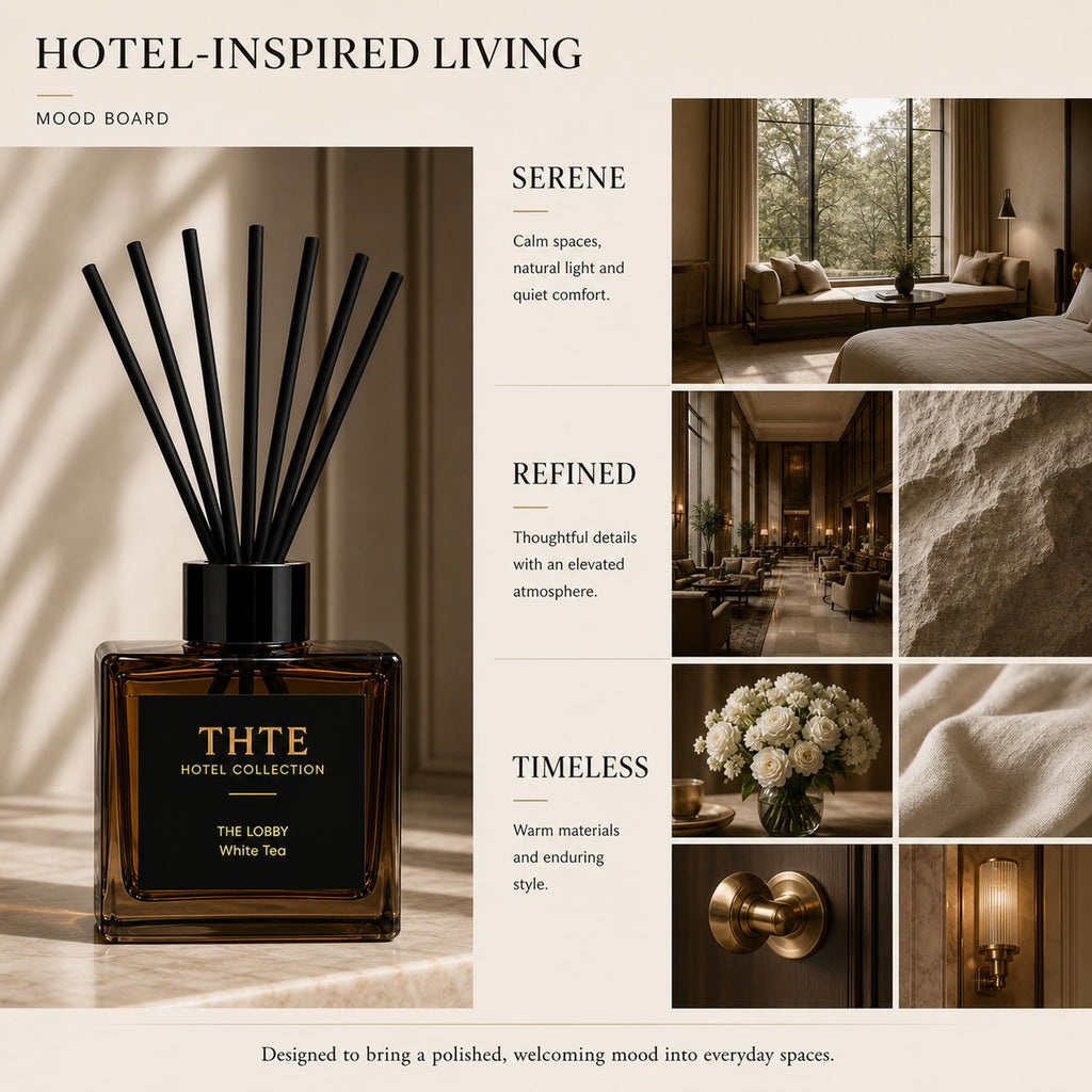 White Tea Reed Diffuser, Airy Clean Hotel-Inspired Scent with Soft Musk, Long-Lasting Home Fragrance with Black