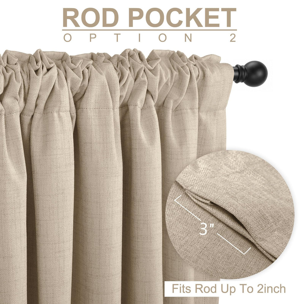 Linen Textured Total Blackout Sliding Door Curtains 84 Inches Long, Oatmeal