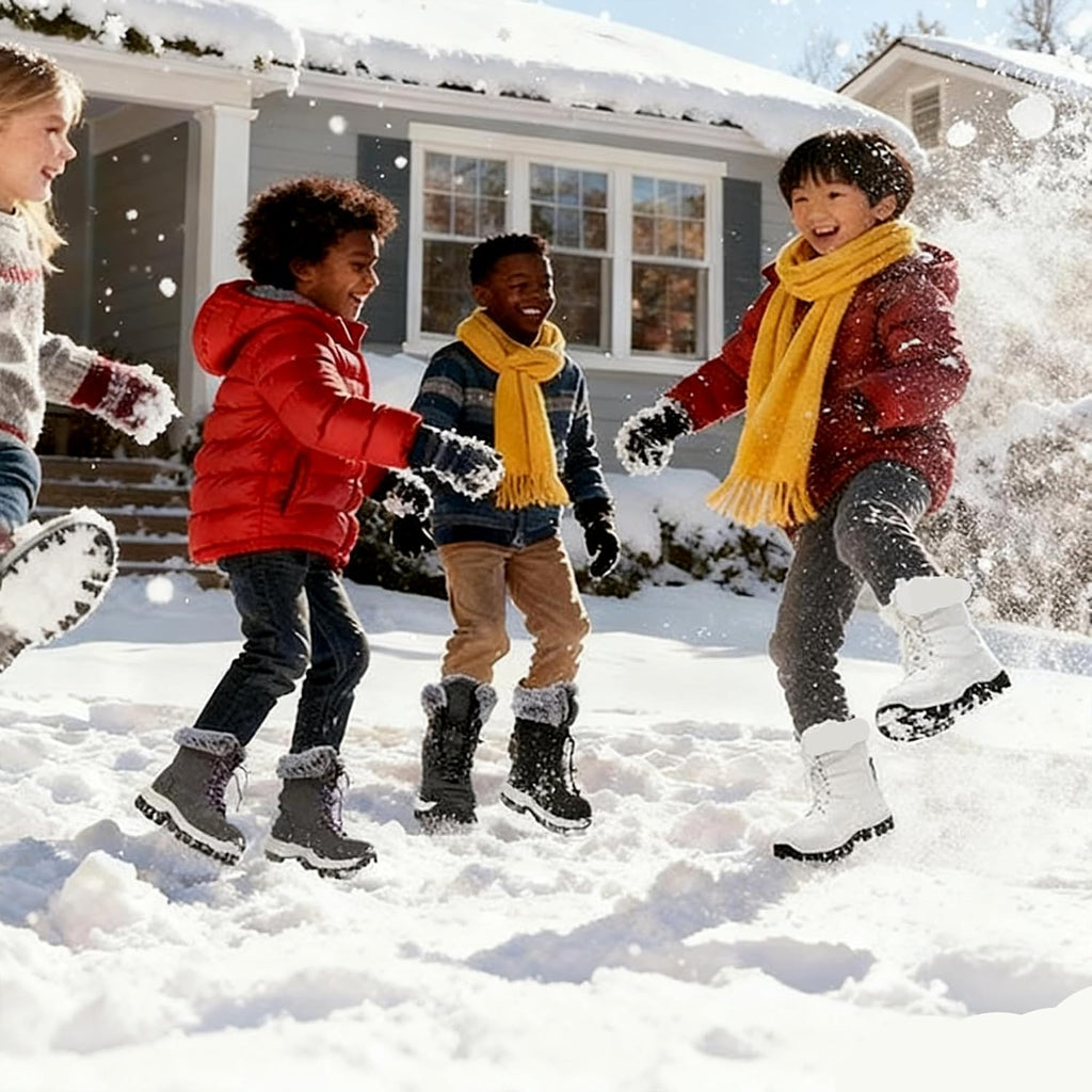 Winter Snow boots for Kids Girls Boys Water-Resistant Outdoor Warm Anti-Slip Mid Calf Faux Fur Lining Insulated Shoes