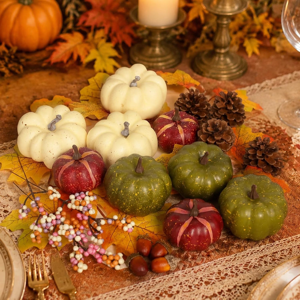 Fall Pumpkins Set for Autumn Thanksgiving Halloween Home Decor - Set of 32