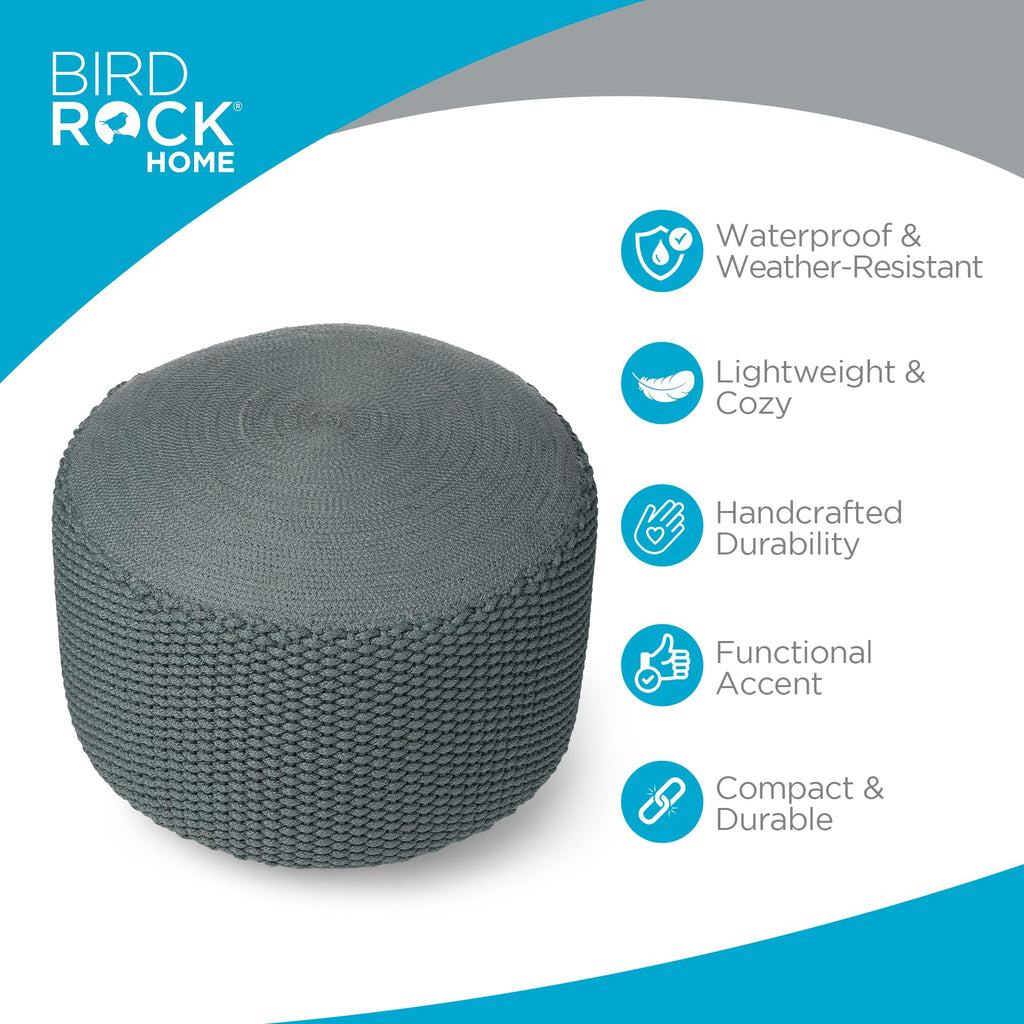 Indoor Outdoor Pouf Ottoman Foot Rest, Mist, 20"x20"x16"