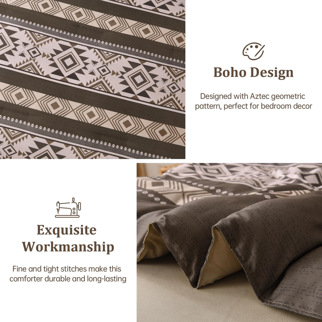 Brown Comforter Set, 7 Pieces Boho Western Bedding Set
