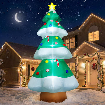 10 FT Christmas Inflatables Tree Decorations, Giant Blow-Up Tree Yard Decor