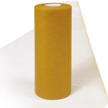 Gold Tulle Fabric 6" x25Y Sheer Netting for Tutu Wedding Crafts