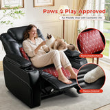 ANJ Power Recliner Chair,Home Theater Seating with Adjustable Headrest,Cup Holders,USB Port,Hidden Arm Storage(Black)