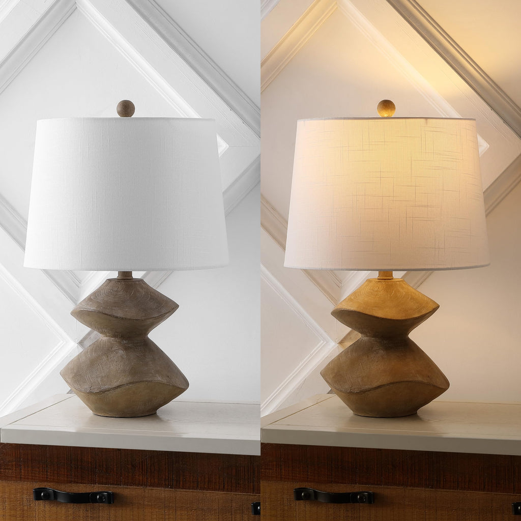 Laken 21.5" 2-Stack Cairn LED Table Lamp, Brown Wood Finish