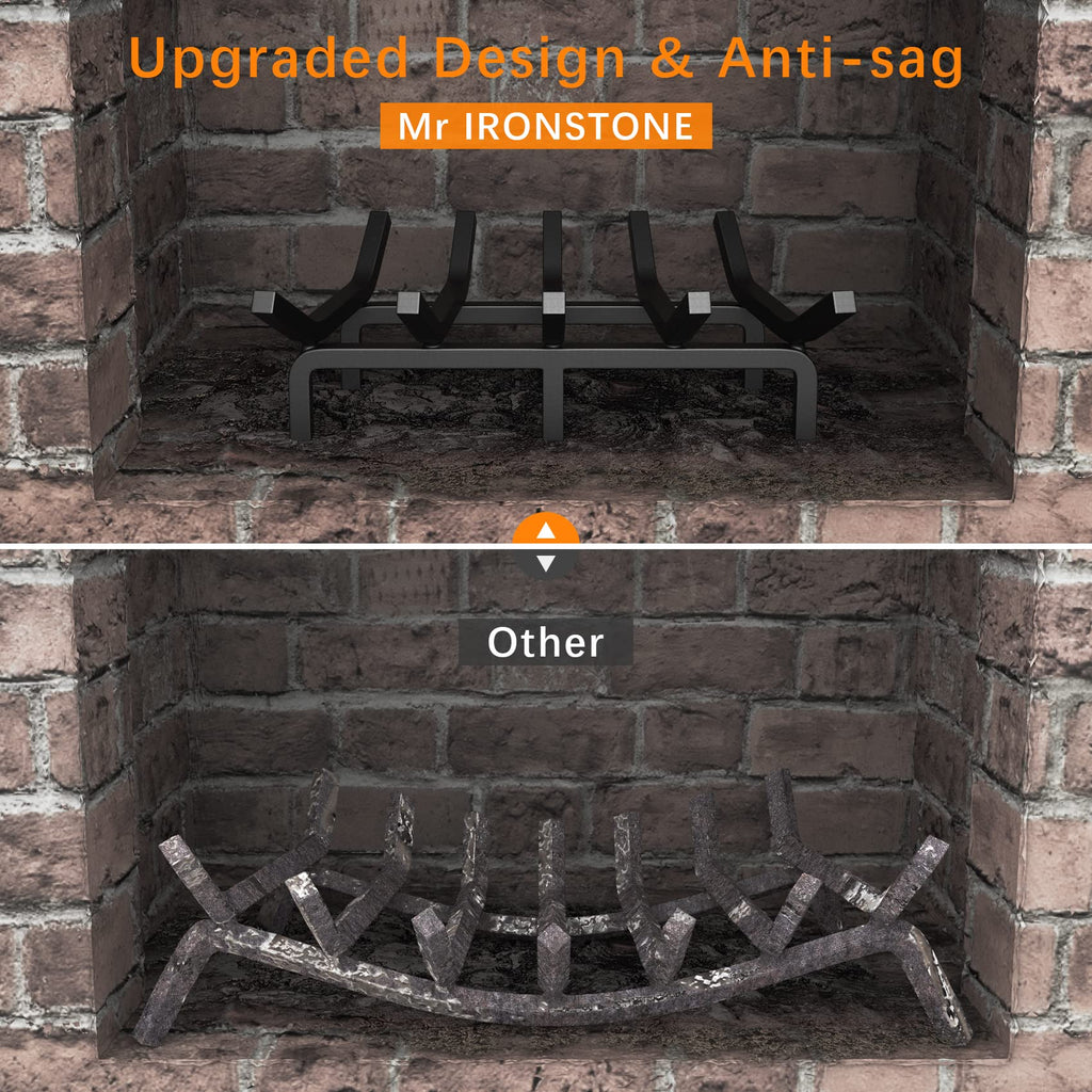 Fireplace Grate Fireplace Log Holder Solid Steel Heavy Duty Firewood Log Burning Rack Fire Grates for Outdoor