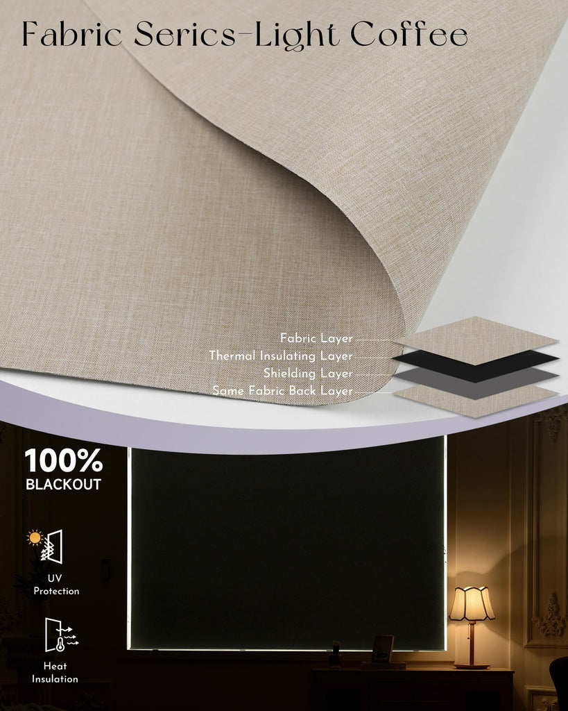 Smart Blackout Roller Shades Work with Alexa Google WiFi Hardwired Triple Weaved Fabric Motorized Blinds Remote