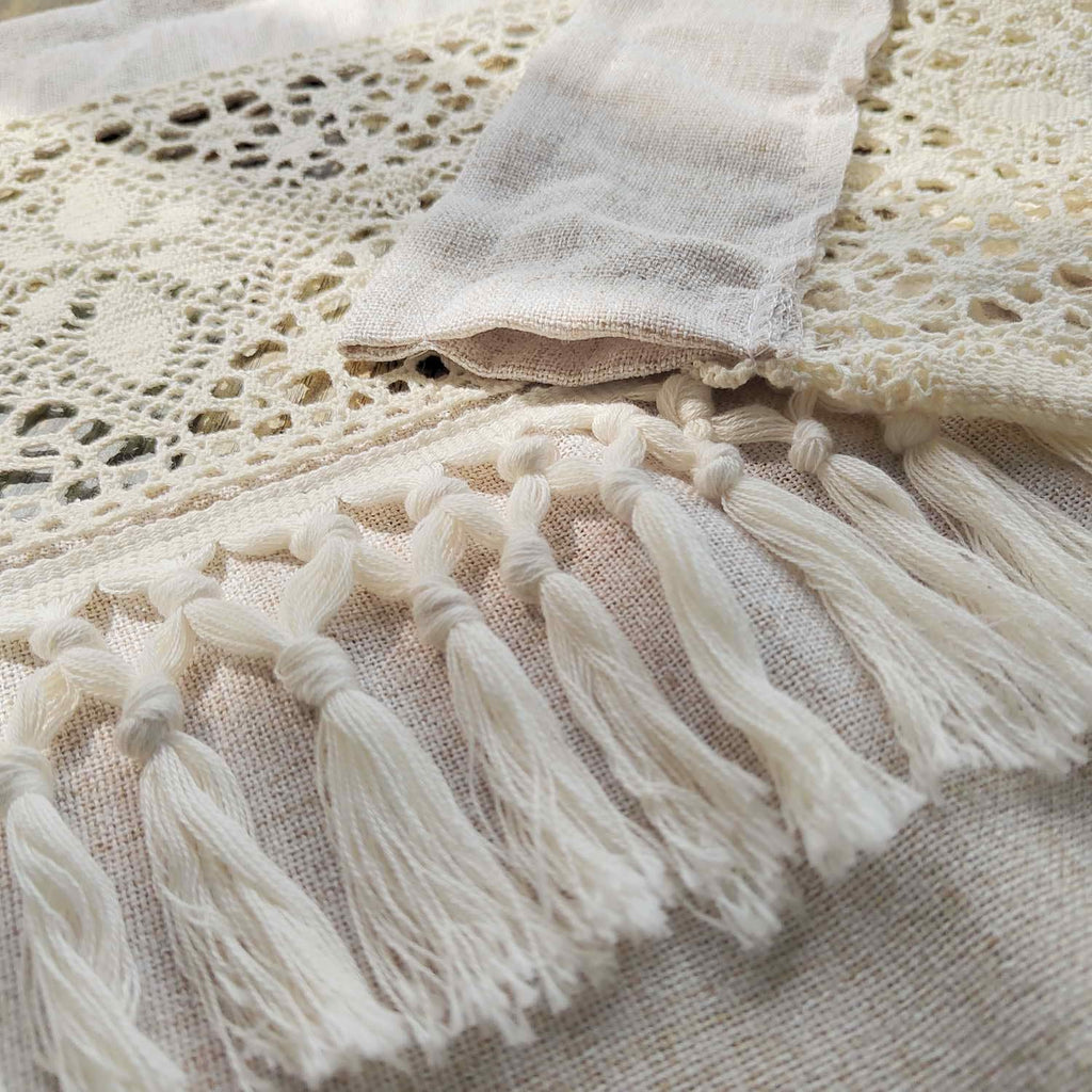 Boho Valances Crochet Tassel Kitchen Cafe Curtains 1PC W39 x L19