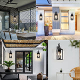 19" Black Outdoor Wall Lantern 2-Light, Large Outside Modern Porch Sconce Light Fixture