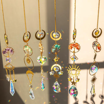 Crystal Suncatcher, Hanging Suncatchers with Crystals Light, 6 PCS