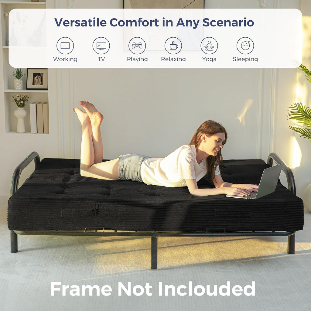 Foldable Mattress, 8-Inch Tufted Futon Mattress with Handles