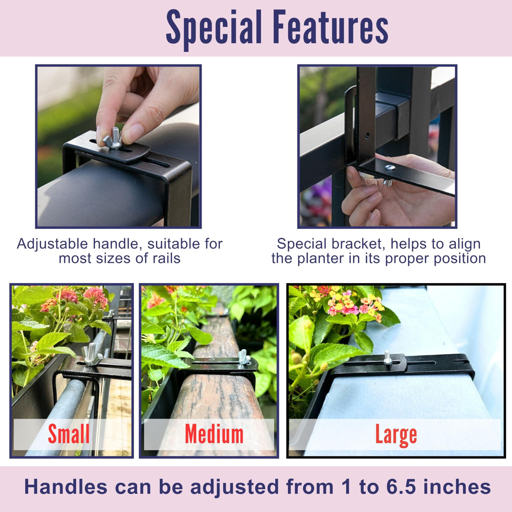 LaLaGreen Railing Planters for Outdoor (2 Pack, 40") White Rectangular Pots