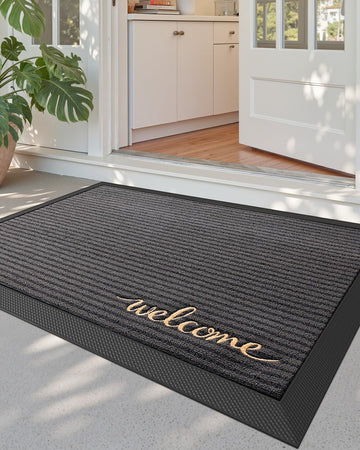 Front Door Mat Outside Entrance 24x36 Welcome Rubber Entry Doormat