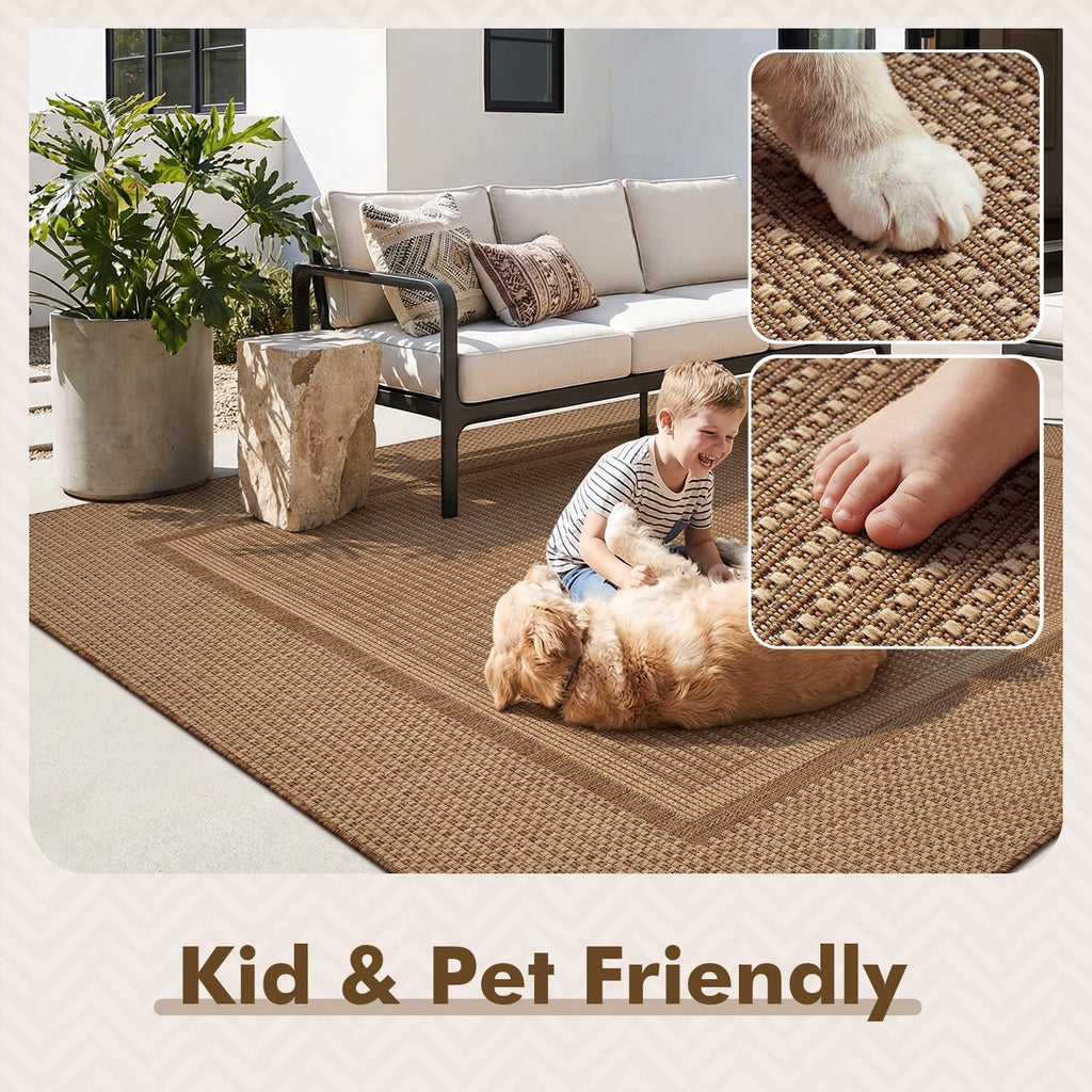 Outdoor Rug-Patio Rug Polypropylene Indoor Outdoor Rugs Outdoor Carpet Deck Balcony Porch, Textured Weave