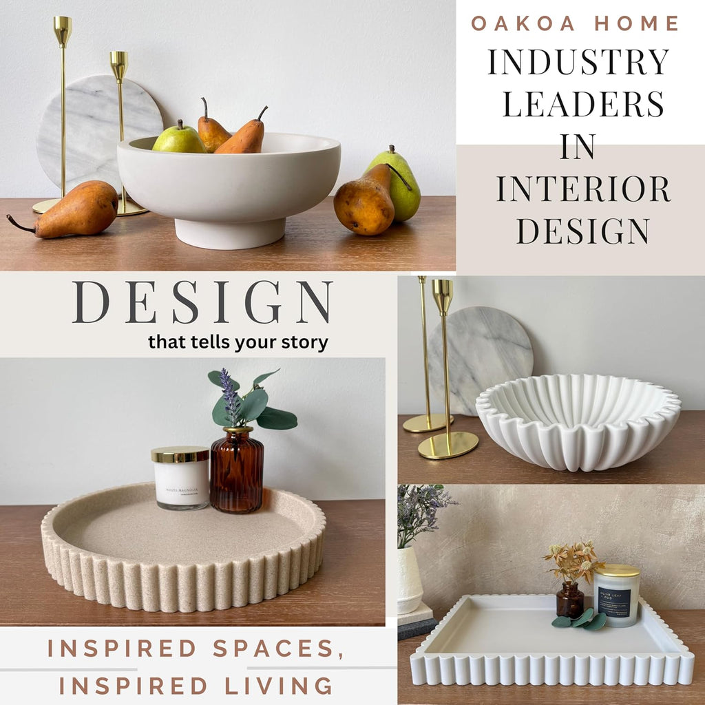 Decorative Tray for Decor - Coffee Table Tray - Round Tray Decor - Coffee Table Decor Centerpiece - Modern Minimalist