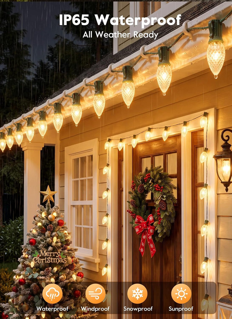 C9 LED Bulbs for Christmas String Lights, E17 Base, 25 Pack, Warm White