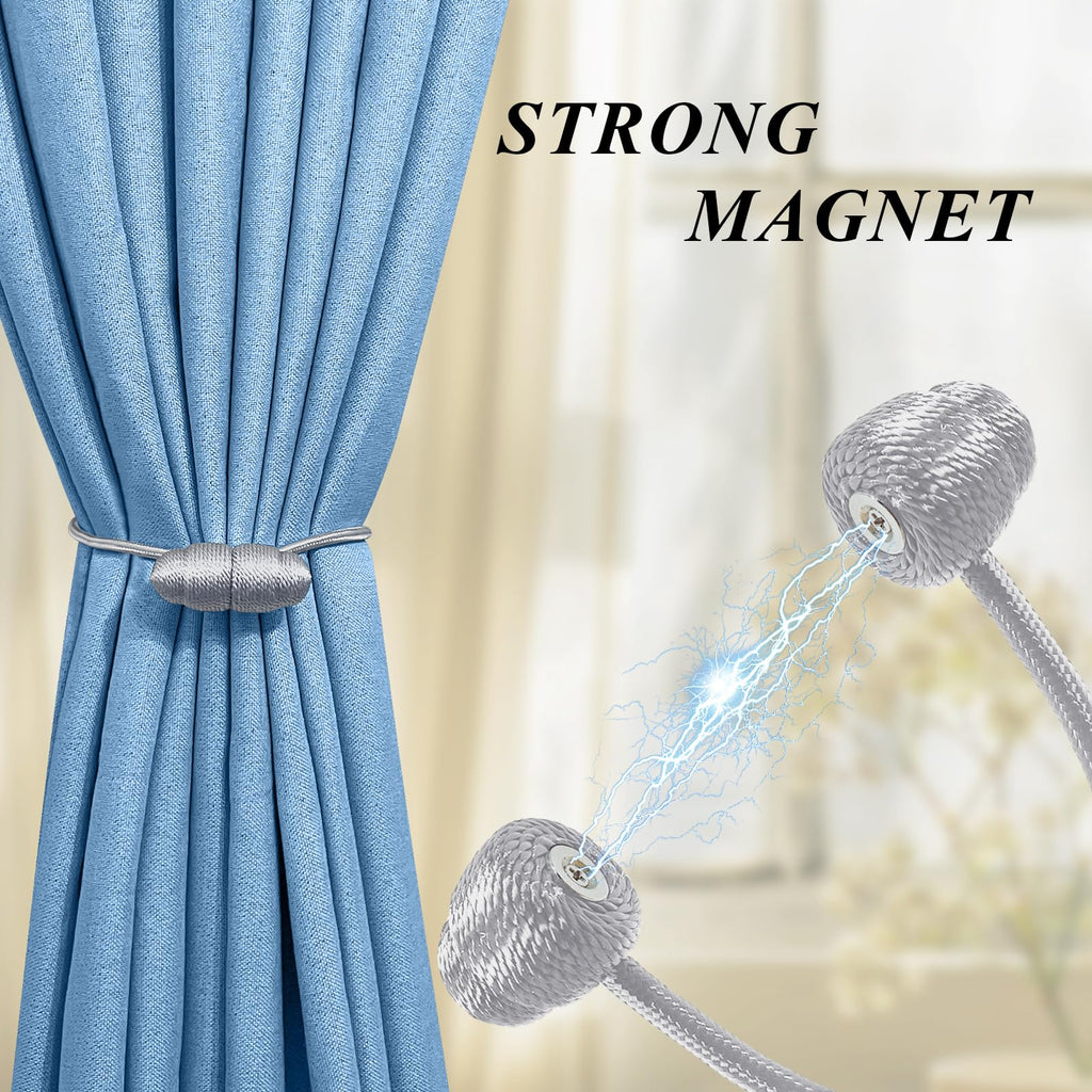 Gray Boho No Drill Magnetic Curtain Tiebacks Decor - 4PCS