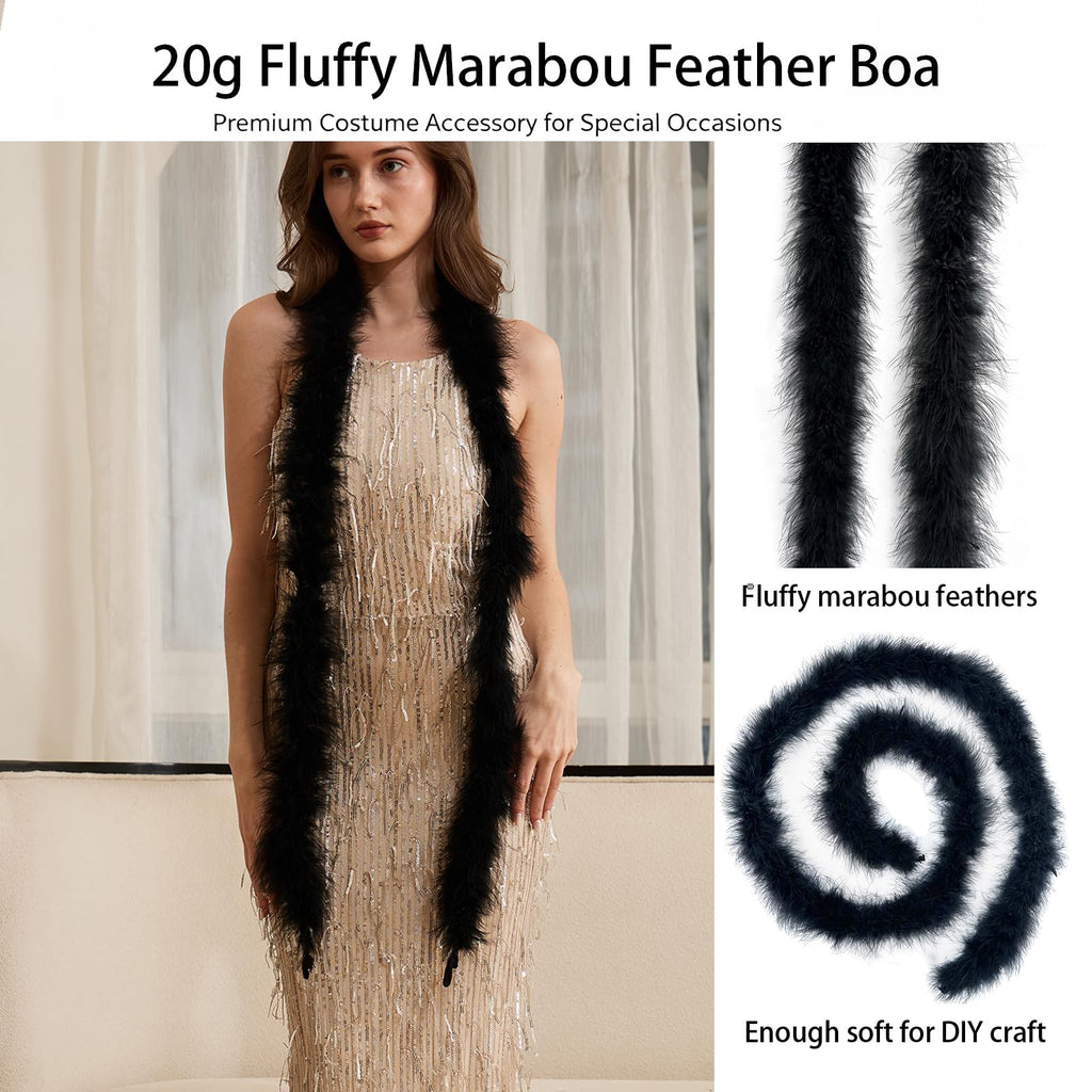 20g Fluffy Marabou Feather Boa for DIY Craft Sewing Trim Home Wedding Party Decoration artsupplies - 2 Yards