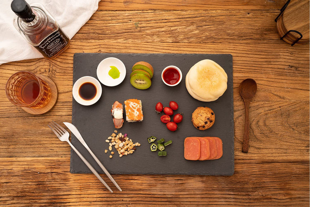 2 Pcs 16x12in Large Slate Cheese Boards Slate Board, Cheese Tray Serving Tray Serving Stone Tray Platter Pacemat