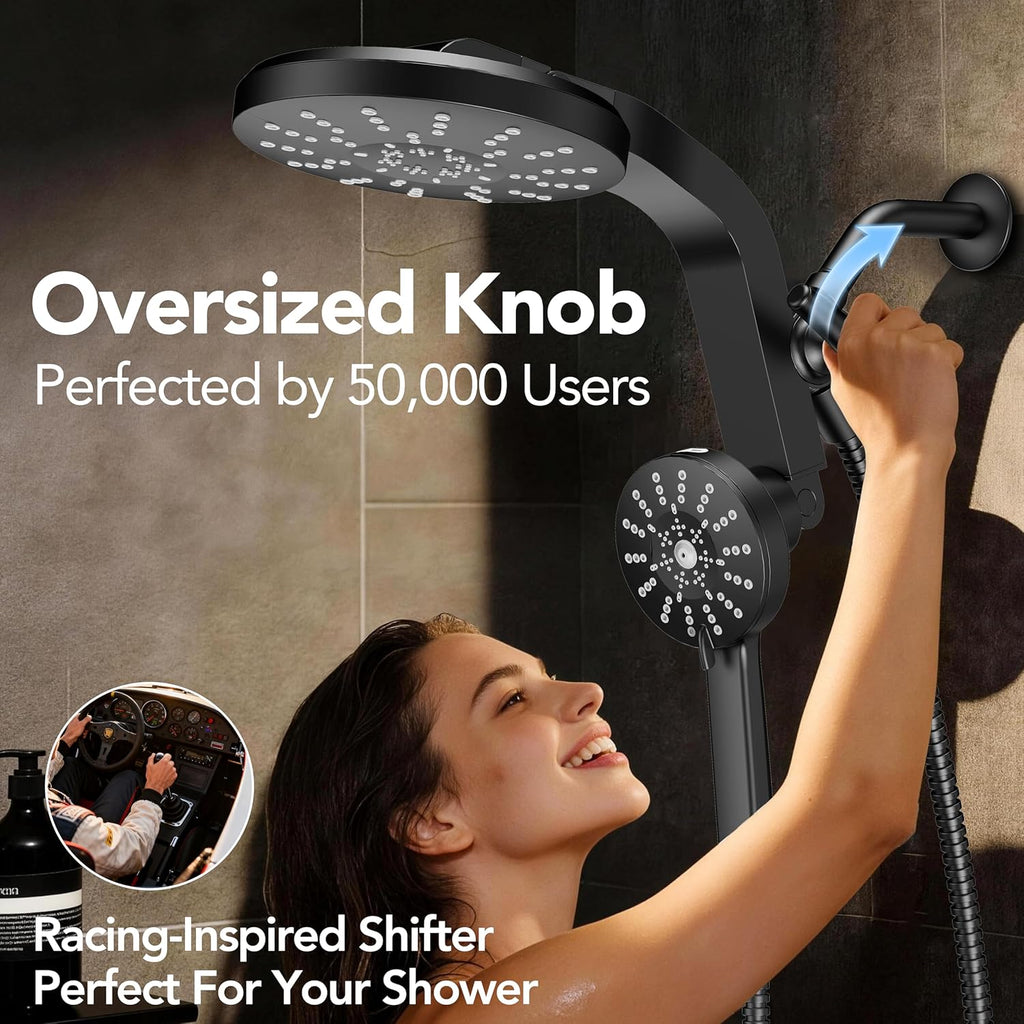 High Pressure Rain Showerhead Combo, 2026 Magnetic Shower Head Set with Detachable 8-Mode Handheld Shower Spray