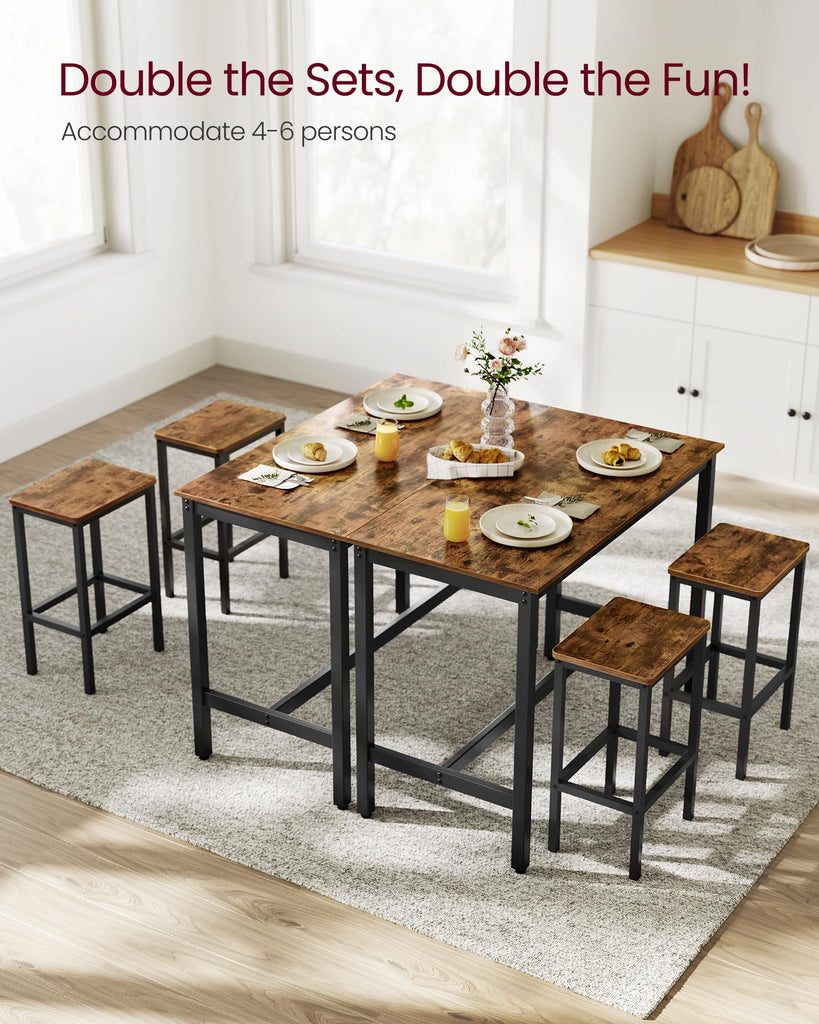 Bar Table Set with 2 Bar Stools, Modern Basic