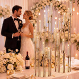 2 Pcs Extra High 50'' Floor Candelabra 9 Arm Gold Candle Holders Tall Floor Candle Holder with Acrylic