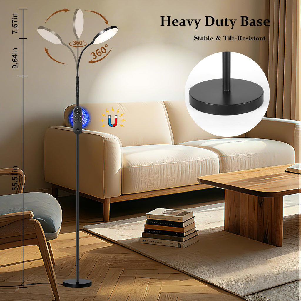 Floor Light for Indoor, 240 LEDs Eye Protection Lamp, Adjustable Height, Remote & Touch Control, Dimmable, Flexible